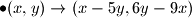 \bullet (x,y) \rightarrow (x-5y,6y-9x)