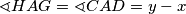 \sphericalangle HAG = \sphericalangle CAD = y - x