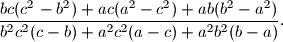 \frac{bc(c^2-b^2)+ac(a^2-c^2)+ab(b^2-a^2)}{b^2c^2(c-b)+a^2c^2(a-c)+a^2b^2(b-a)}\text{.}