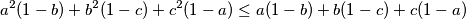 a^2(1-b)+b^2(1-c)+c^2(1-a) \leq a(1-b)+b(1-c)+c(1-a)