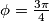 \phi = \frac{3\pi}{4}
