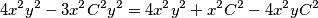 4x^2y^2-3x^2C^2y^2 = 4x^2y^2 + x^2C^2 - 4x^2yC^2
