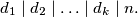 d_1 \mid d_2 \mid \ldots \mid d_k \mid n.