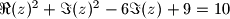 \Re(z)^2 + \Im(z)^2 - 6\Im(z) + 9 = 10