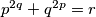 p^{2q}+q^{2p}=r