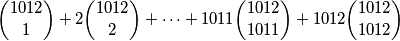 \binom{1012}{1}+2\binom{1012}{2}+\cdots+1011\binom{1012}{1011}+1012\binom{1012}{1012}