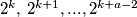 2^k, \, 2^{k+1}, ..., 2^{k+a-2}