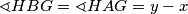 \sphericalangle HBG = \sphericalangle HAG = y - x
