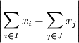 \left|\sum_{i\in I}x_i - \sum_{j\in J}x_j\right|