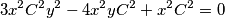 3x^2C^2 y^2- 4x^2yC^2 + x^2C^2 = 0