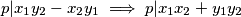 p | x_1y_2 - x_2y_1 \implies p | x_1x_2 + y_1y_2